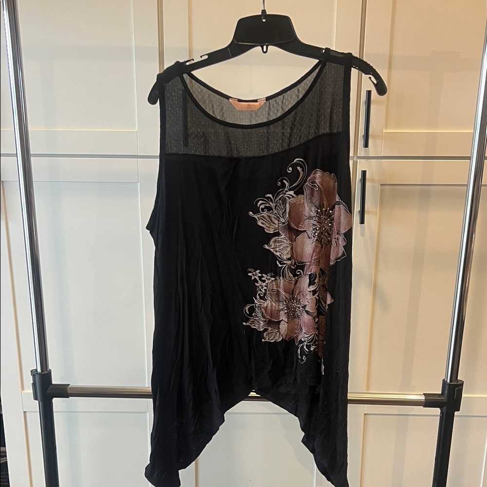 SJS Black Floral Tank Top